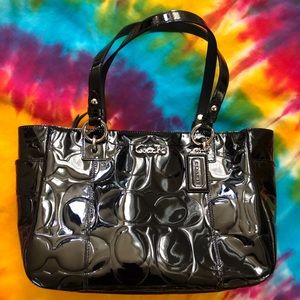 COACH Patent Leather Signature Embossed Tote